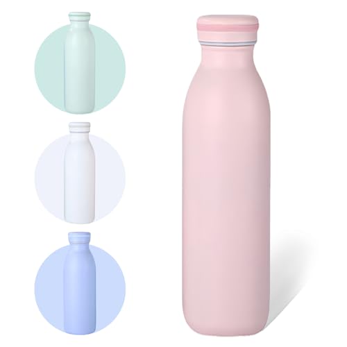AMFUN Stainless Steel Insulated Water Bottle, 20 oz Vacuum Insulated Water Bottle, BPA-Free, Thermo Flask for Hot and Cold Beverages, Leak Proof Jugs for Sports Travel(Peach Powder)