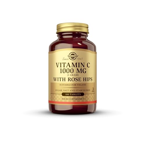 Solgar Vitamin C 1000 mg with Rose Hips - 100 Tablets - Antioxidant & Immune Support - Non-GMO, Vegan, Gluten Free, Dairy Free, Kosher - 100 Servings -  E2400