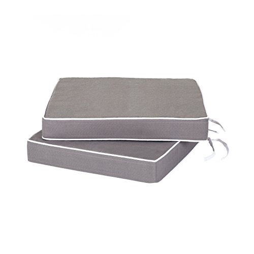 Alfresia Garden Seat Pad Cushions – Set of 2 Small Replacement Outdoor Chair Cushions, Luxury Style, Thick Luxury Foam Filling, Polyester Case, Choice of Colours, Quality Guaranteed (Grey)