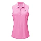 MoFiz Tennis Shirts Damen mit 1/4 Reißverschluss Sport Tank Top Atmungsaktiv Schnelltrocknend Sommer T-Shirt für Laufen Wandern Freizeit Rosa M