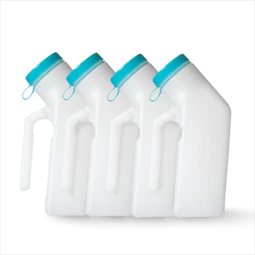 Medvance- Urinals For Men 1000Ml With Glow In The Dark Spill Proof Screw Cap Lid, Plastic Pee Bottles For Men, Male Urinals, Pee Container Men, Portable Urinal For Car, Elderly & Incontinence (4 Pack) #TOP10