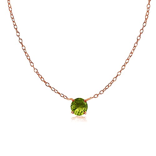 Ice Gems Rose Gold Flashed Sterling Silver Small Dainty Round Peridot Choker Necklace #TOP21