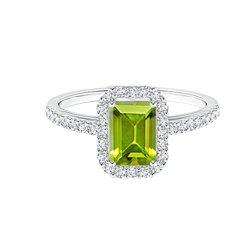 Oval 5.20 Ctw Peridot Gemstone 925 Sterling Silver Solitaire Accents Women Ring #TOP10