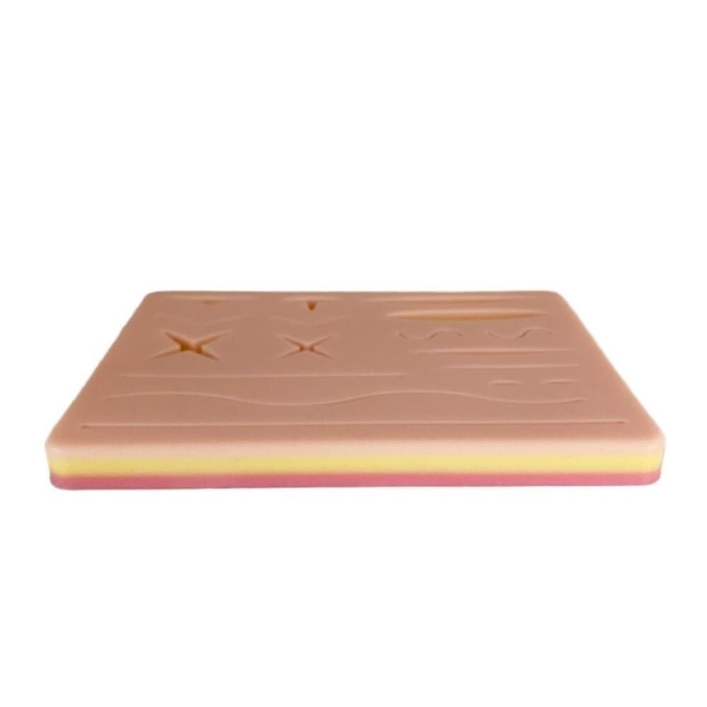 Human Skin Model with Multiple Wounds, Simulated Suture Practice, Silicone pad, for Student Training(Dark Pink)