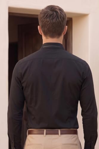 Image of Louis Philippe Men's Slim Fit Bamboo Blend Sustainable Stretch Young Formal Shirt