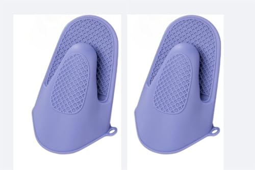 Guantes de silicona para horno, para hornear, asar y cocinar, guantes de seguridad de cocina para horno, barbacoa y sartenes calientes, agarre antideslizante y lavables a máquina (par) (azul)
