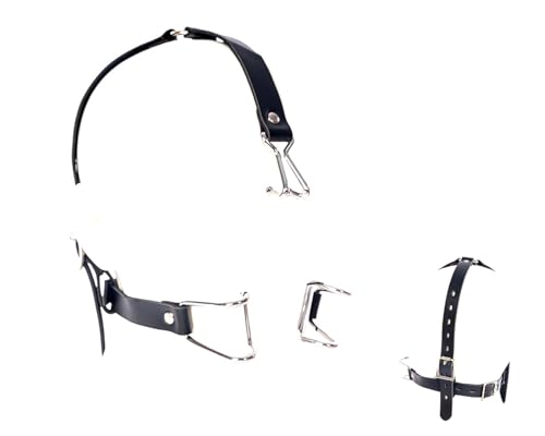 Lockable Open Mouth Gag, BDSM Mouth Gag, Lockable Fetish Mouth Spreader,with Metal Nose Hook,Bondage Mouth Lock for a Wide Open Mouth,SM Sex Toy