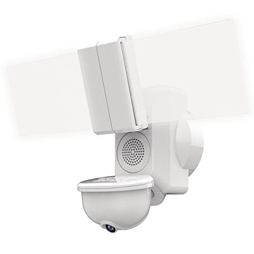 Video Wi-Fi Connected White Wired EdgeLit Motion Activated Outdoor Security Integrated LED Flood Light