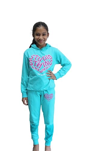 Image of LABEL MY Girls Cotton Loop Knit Full-Sleeve Printed Hoodie Sweatshirt & Joggers Tracksuit | Comfortable and Stylish Coord Set for Kids & Teens| 5-16 Years