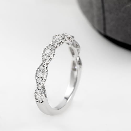 RINEY&KY Moissanite Rings for Women VVS Sterling Silver Stackable Wedding Bands Non Tarnish White Gold Plated Hypoallergenic Certified Lab Diamond Eternity Band Size 5-10US3