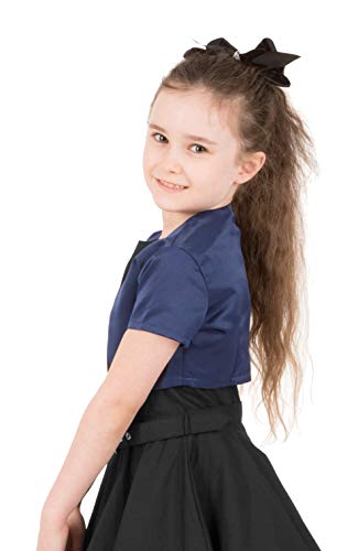 Blackbutterfly Kids Satin Short Sleeve Bolero Childrens Girls Shrug (Midnight Blue, 13-14 Yrs) #TOP1