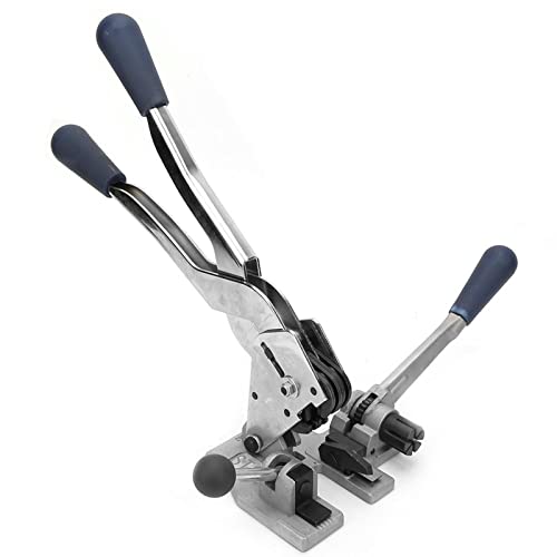 Okuyonic Strapping Banding Tool,Strapping Packing Machine Multi Function 3 in 1 Manual Steel Strap Tensioner Crimper for Industrial and Household Packaging