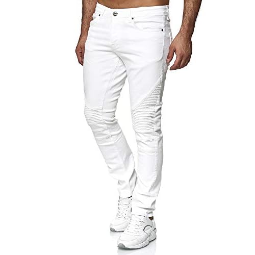 Tazzio Herren Denim Biker-Jeans Slim Fit M517-2 Weiss 40/30