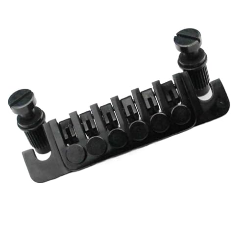 ギターの交換用ブリッジパーツ ギターブリッジ テールピースブリッジ LP/SG 6弦エレキギター用交換品 (ブラック)