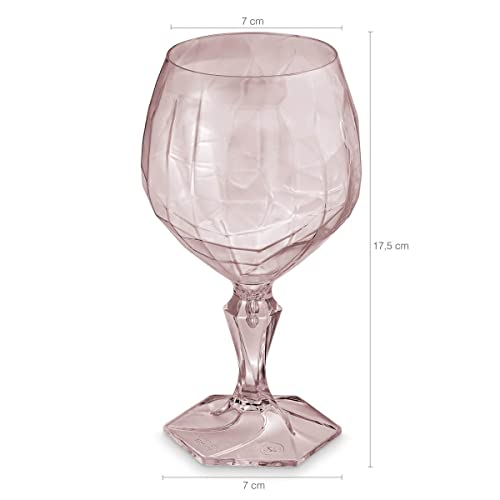 Conjunto 6 Taça Para Água Suco 350ml Plástico UZ Tango Transparente Rosa