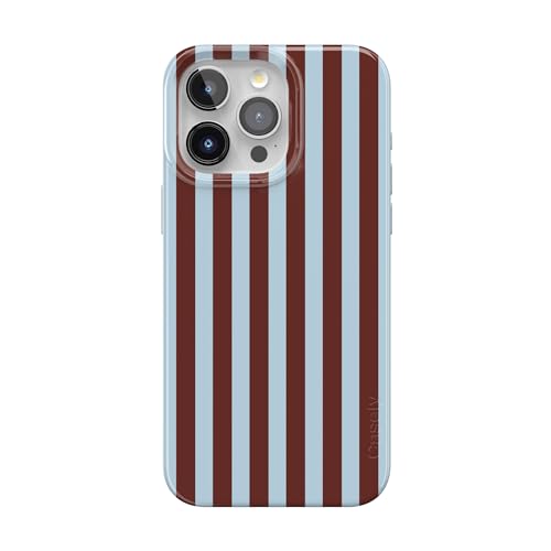 Casely iPhone 15 Pro Max Case | Sunday in Brooklyn | Chocolate Blue Stripes | Compatible with MagSafe | Classic Ultra Slim Design