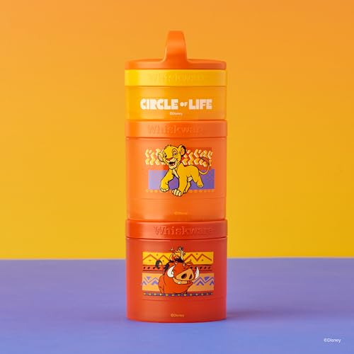 Image of Whiskware Disney Lion King Simba and Friends Stackable Snack Containers for Babies, Toddlers, and Kids, 3 Stackable Snack Cups for School and Travel, Cupholder Friendly, Circle Of Life!