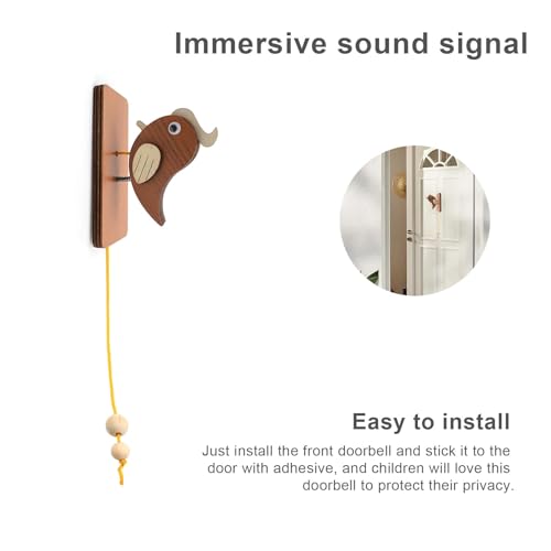 ZIJANG Tuerklingel, Woodpeckers Türklopfer, Türklingeln & Türglocken aus Holz, für Kinderzimmertüren, um die Privatsphäre der Kinder zu Schützen
