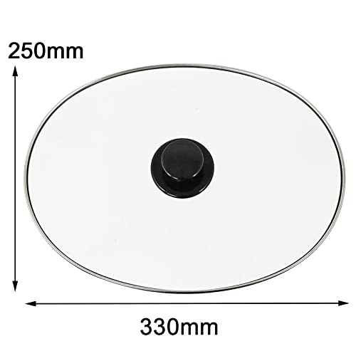 SPARES2GO Tapa ovalada universal de vidrio y mango de perilla para ollas de cocción lenta de 5,5 L, 6 L, 6,5 L - imagen 7