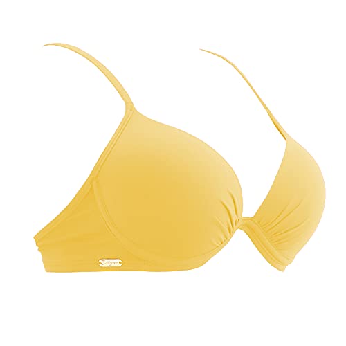 Top Biquíni Meia Taça Com Bojo Tamanho:42;Cor:Amarelo