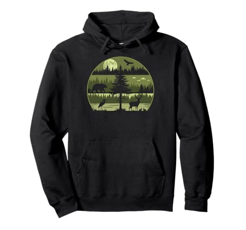 Vintage Forest Graphic Outdoor Nature Lover Wildlife Lover Sweat à Capuche