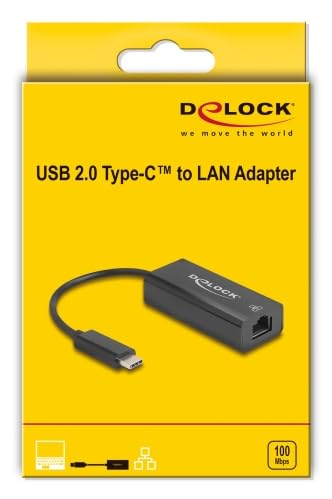 Adaptateur réseau Delock USB 2.0 Type C Adapter zu 10100 Mbps LAN USB 2.0 USB C - vue 3