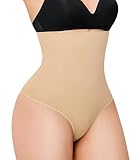 LANCS Thong Shapewear Tummy Control Underwear for Women Seamless Shaping Panties High Waist Body Shaper Girdle (US, Alpha, Medium, Large, Regular, Regular, Beige)