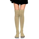 Meaudiwes Knee High Athletic Socks, Tube Outdoor Sport Stockings, Light Brown Fashion Long Leg Socks