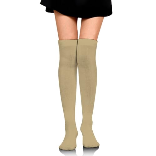Meaudiwes Knee High Athletic Socks, Tube Outdoor Sport Stockings, Light Brown Fashion Long Leg Socks