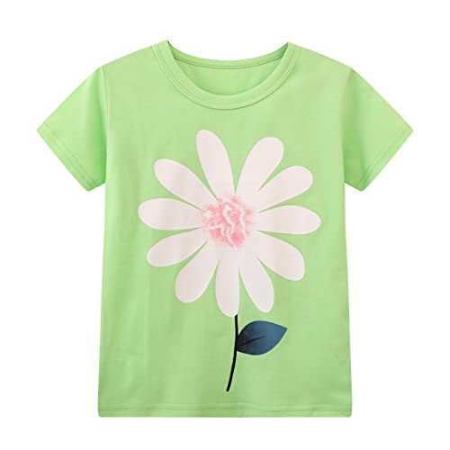 HILEELNAG Girls' Tees Short Sleeve Cotton Casual Graphic T-Shirts Easter Summer Tops 3Packs4