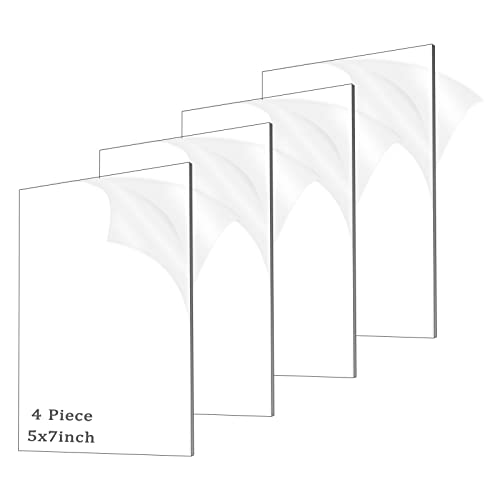 ADTDA 4 Pieces 1/8" Thick (3mm) Acrylic Sheets,Clear Cast Plexiglass 5” x 7” with Protective Paper for Signs DIY Display Projects,Craft,Photo Frames