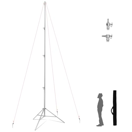 24ft Tall Telescoping Camera Tripod Stand, Heavy Duty Stainless Steel with 3 Guy Wires & 1/4" 3/8" Screw Adapter for Aerial/Sports/Hunting Photography