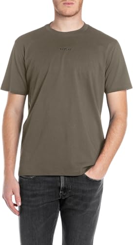 Replay Herren T-Shirt Kurzarm Basic, Mud Green 759 (Braun), S – Ansicht 1