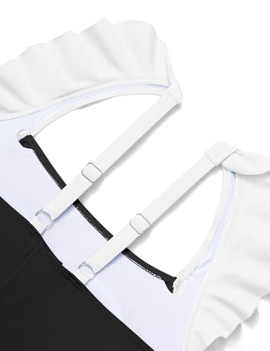 Image of Girls Swimsuit Ruffle Solid One Piece Bathing Suits 7-18 Years | Teen Bathing Suits for Girls Ruched Sleeveless Girls' Swimwear
