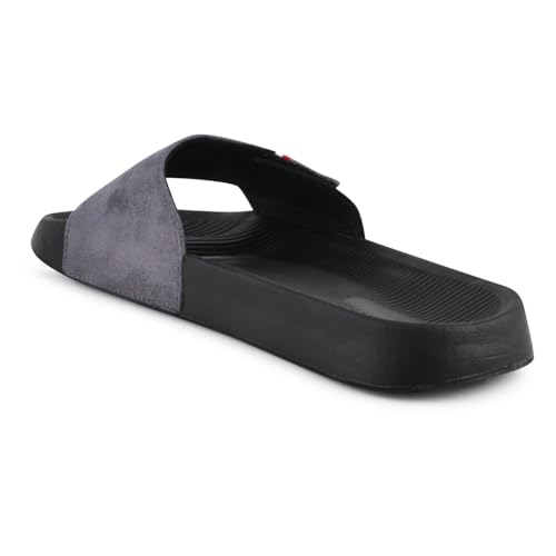 Image of PERY-PAO Sliders Mens Grey, Maroon, Olive Green Stylish Printed Flip Flop & Slippers