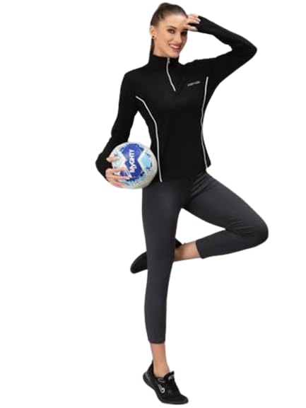 JUMP USA Lifestyle Women Polyster Stand Collor T-Shirt