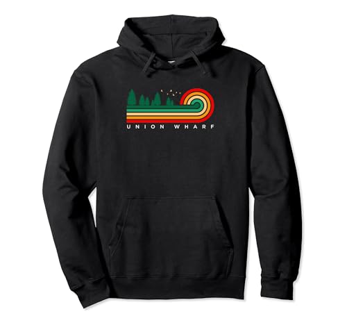 Evergreen Vintage Stripes Union Wharf, New Hampshire Pullover Hoodie