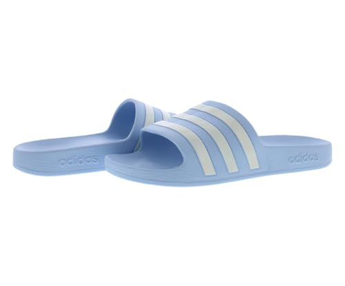 adidas adidas Adilette Aqua Slide Womens Shoes Size 7, Color: Glow Blue/Zero Metallic/Zero Metallic