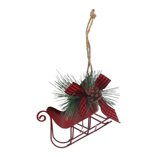 Santa's Sleigh Metal Christmas Tree Ornament (Red)
