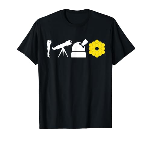 Evolution Of Astronomy Telescopes James Webb Space Telescope T-Shirt, Men, Black, 3X-Large