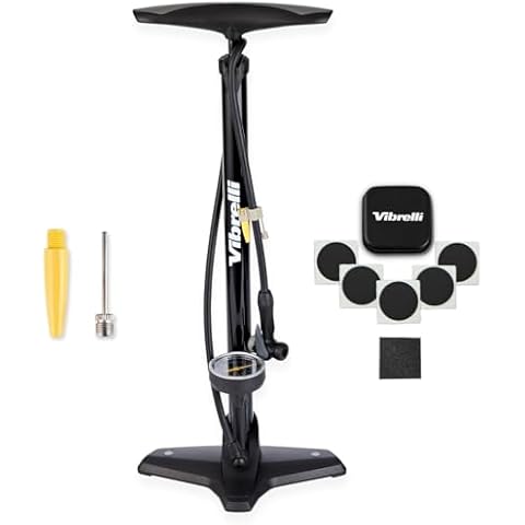 VIBRELLI Bike Floor Pump with Gauge & Puncture Kit Cover