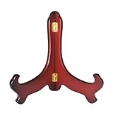 DUOLEIMI 額立て 皿立て 木製 ディスプレイスタンド 額縁 賞状 写真 立て 黒 赤 インテリア用 高20.8cm (赤)