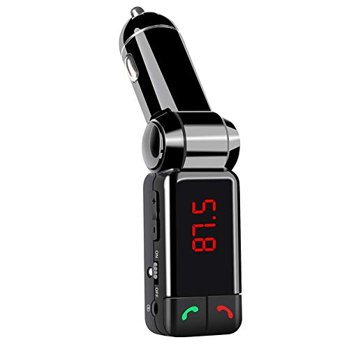 POMDKAZ Car MP3 Mini Music Player with Switch?BT Hands Free Carkit, Supports U-Disk Playback, Car Charger with Bluetooth 5V/2A, Radio FM Transmitter Modulator,Wireless Audio Adapter and Receiver