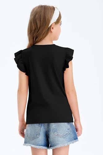 Zwurew Regatas para meninas 2024 manga babados gola redonda verão sólido meninas moda camisetas cami