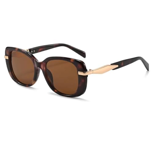Lunettes de soleil vintage léopard marron pour femme style punk grand format