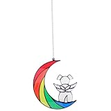 Mobestech アクリル製犬と月の吊り下げ装飾 窓や壁用 家向けインテリア ペットメモリアル オーナメント