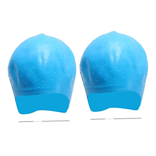 TOVINANNA Hair Dyeing Cap Set Silicone Coloring Caps Fixing Holes Crochet Hooks for Easy Tinting