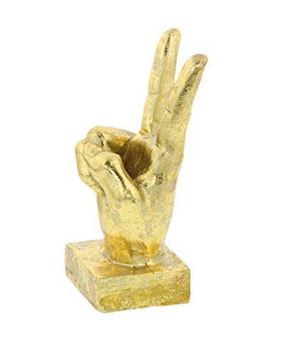 Cosmoliving By Cosmopolitan Polystone Hands Sculpture, Set Of 3 7", 7", 6"H, Gold #TOP4