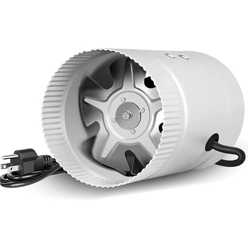 iPower 4 Inch Inline Booster Duct Fan Insulating Coating Safe HVAC Exhaust Ventilation Blower with Low Noise for Grow Tent, Basements, Bathrooms, Kitchens and Attics
