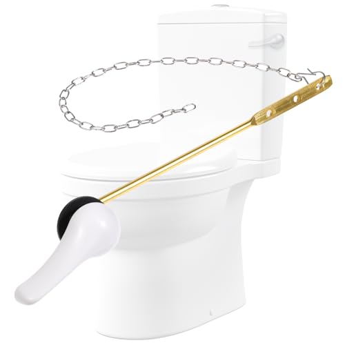1 Set Universal Toilet Handle Replacement Kit with Stainless Steel Flapper Chain and Aluminum Alloy Arm, White Front Mount Toilet Flush Handle Replacement Toilets Handles Lever Replacements, White